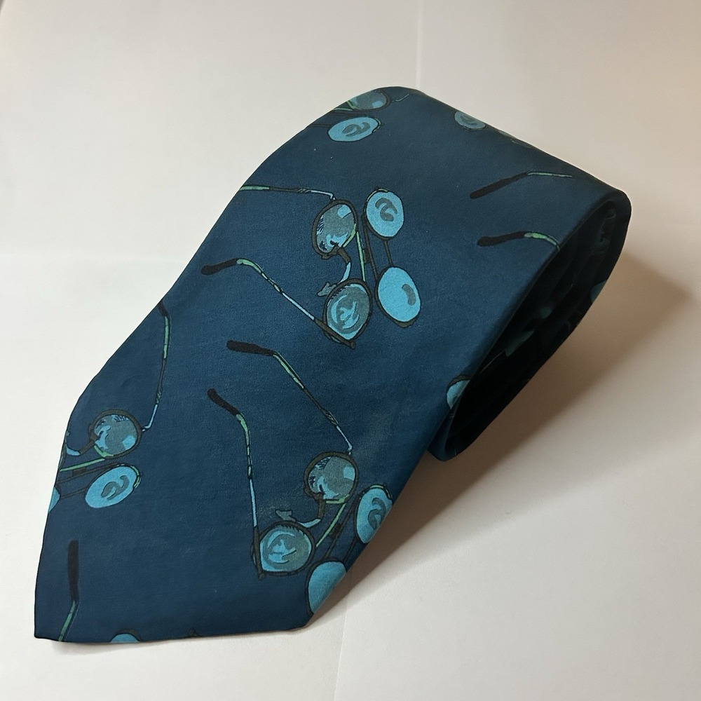 New Haven Eyeglasses 100% Silk Men's Tie Teal Blue